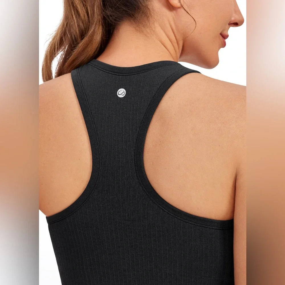 CRZ YOGA Seamless Ribbed Cropped Racerback Tank - Picture 4 of 4